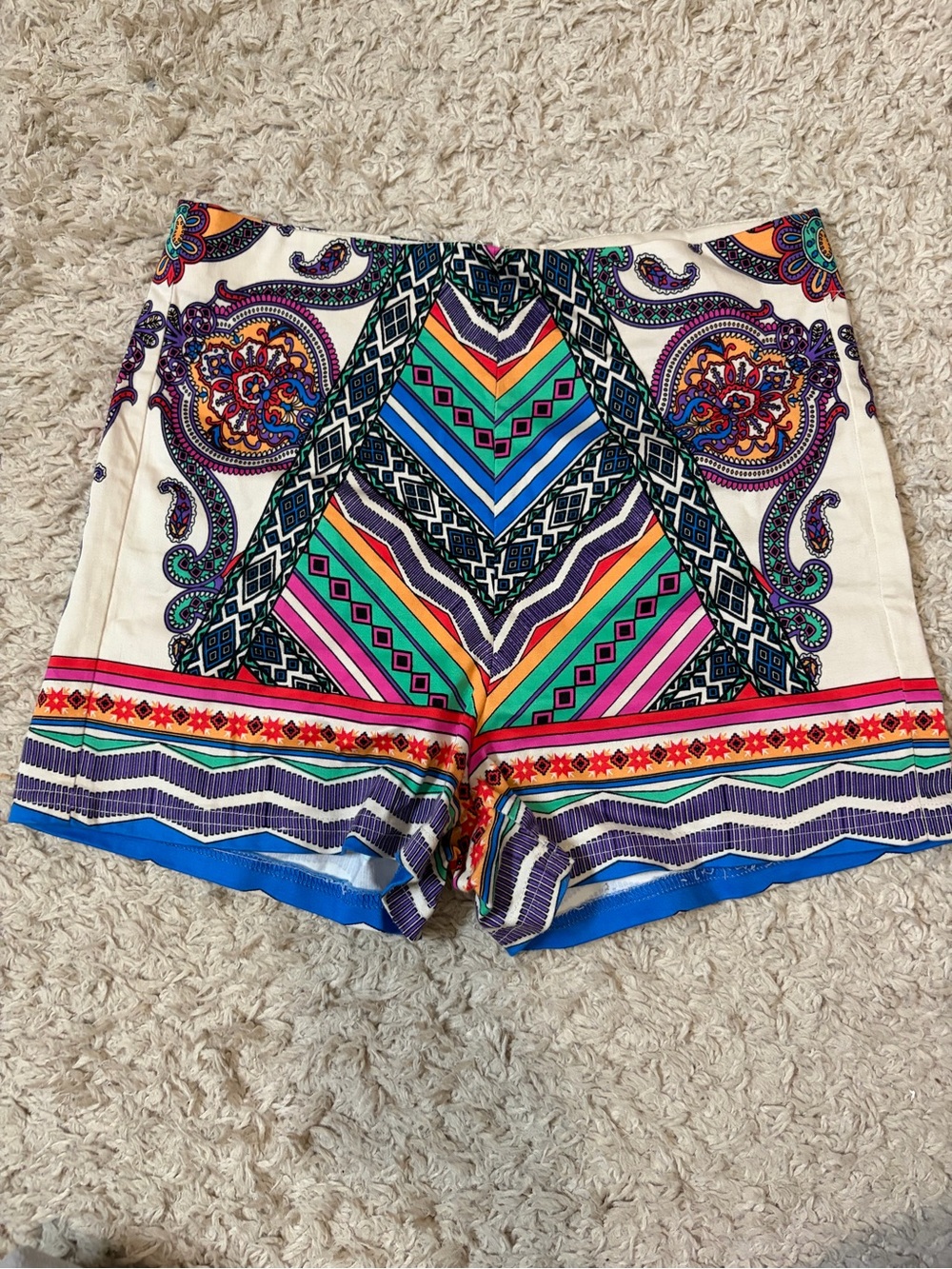 Flying Tomato Multicolor Geometric & Paisley High Waist Shorts